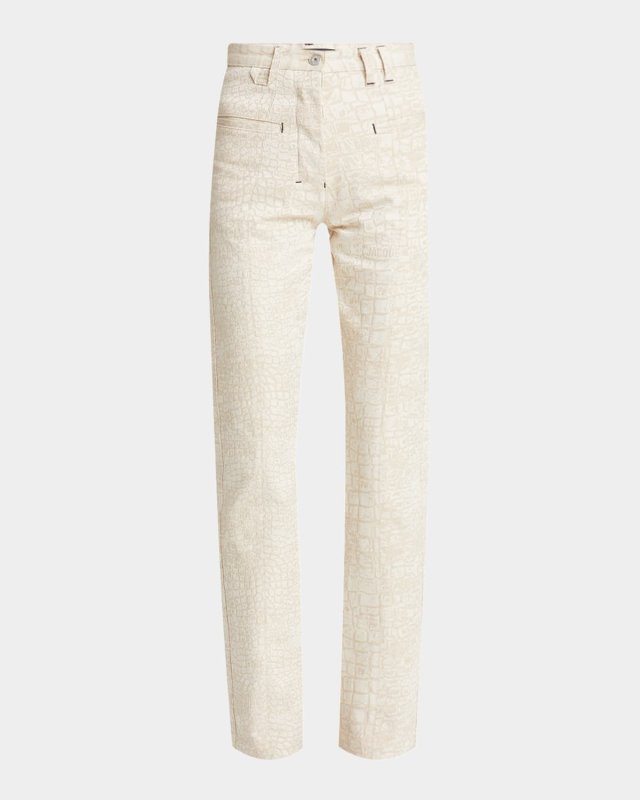 Nimes Norma Croc-Intarsia Straight-Leg Jeans